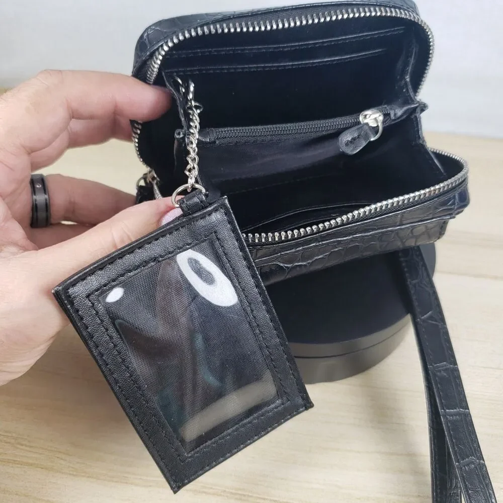 Debbie Brooks Black Peacock Animal Print Rhinestone Wristlet Wallet Phone Case